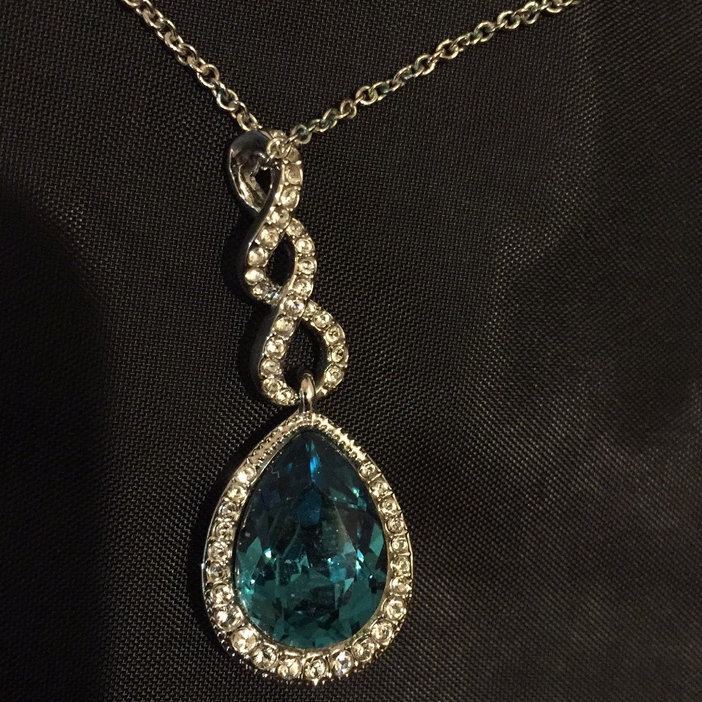 Aqua Blue And Crystal Necklace